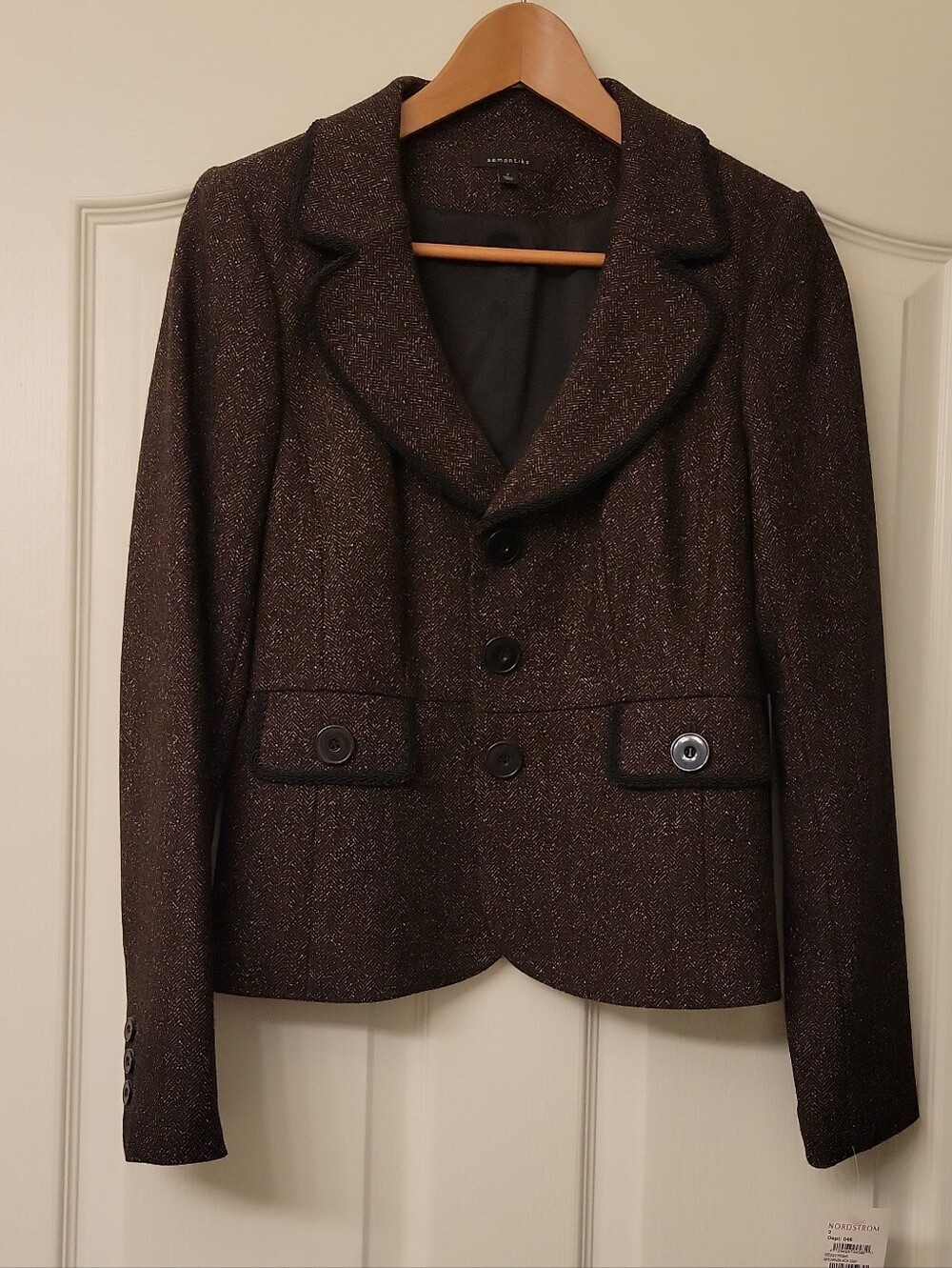 Semantiks Classic Women's Brown Sparkle Blazer Jacket - Size 2